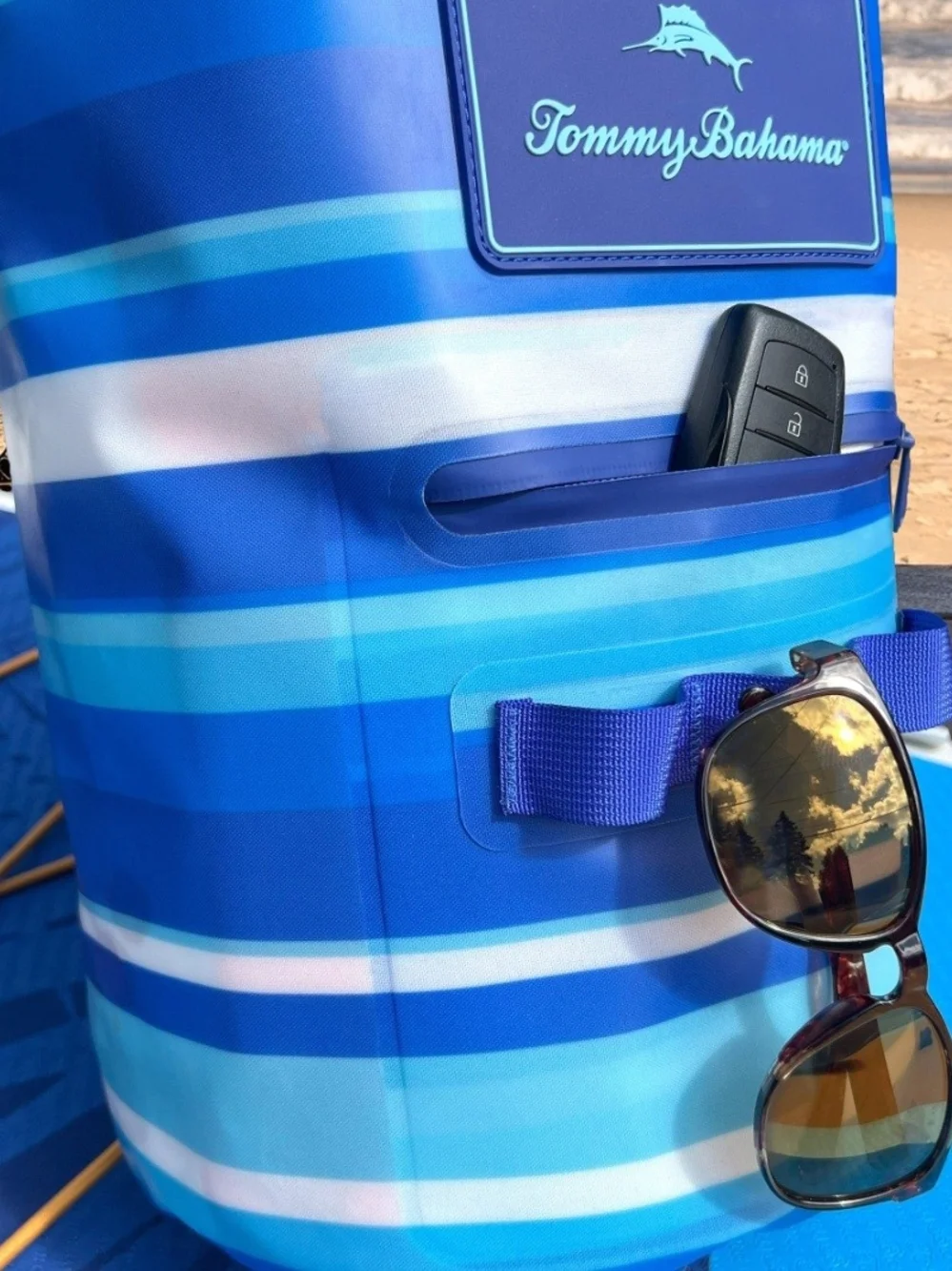 Tommy Bahama Blue Striped Dry Bag Backpack